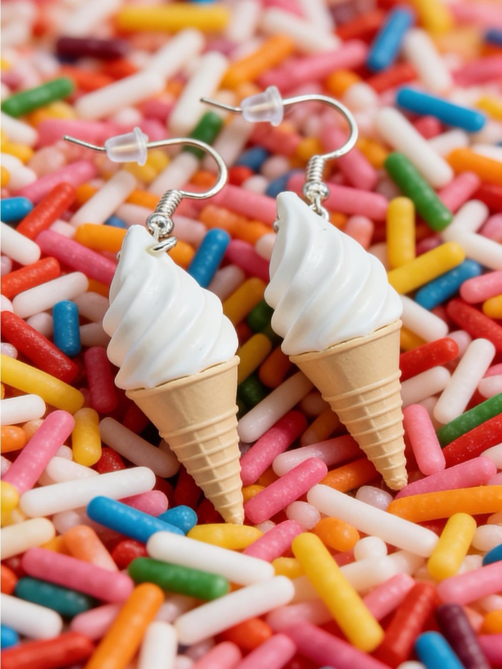Vanilla Ice Cream Cone Dangle Earrings
